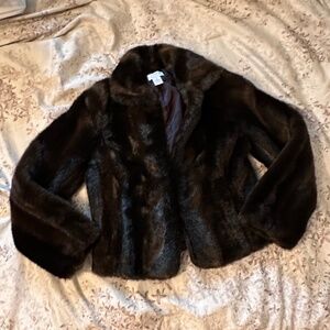 Ann Taylor Loft Petites Faux Fur  Coat in Dark Brown